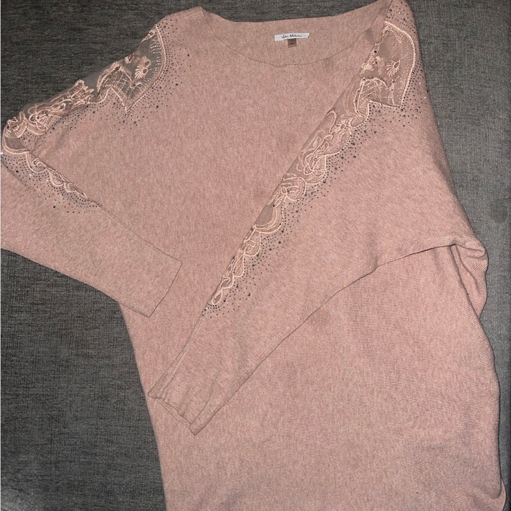 XL Lacey long sleeve pink shirt
